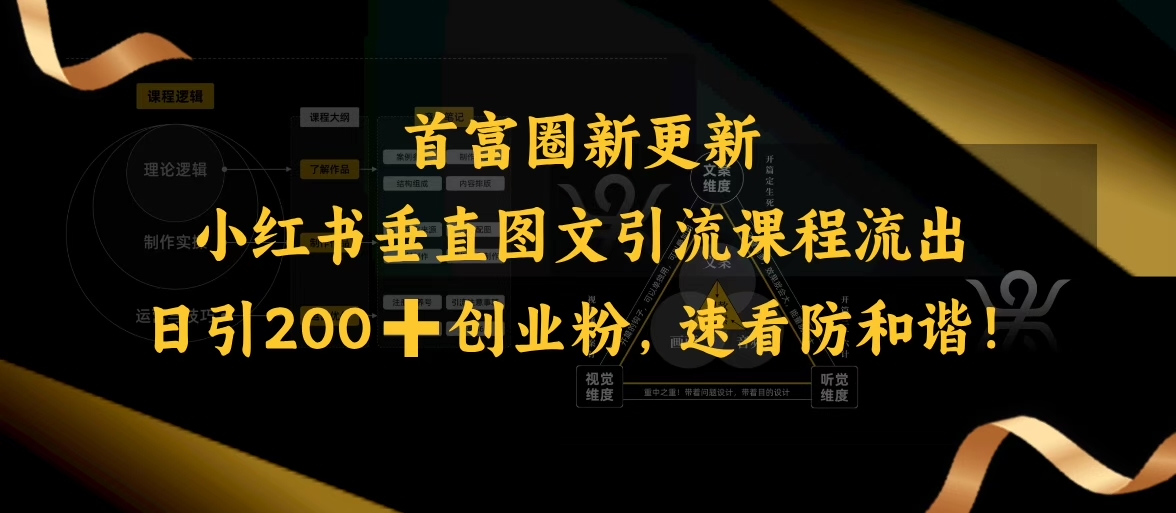 小红书垂直图文引流课程流出，日引200+创业粉，速看防和谐-菜菜网创