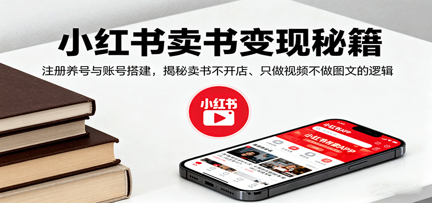 小红书卖书变现秘籍，注册养号与账号搭建，揭秘卖书不开店、只做视频不做图文的逻辑-菜菜网创