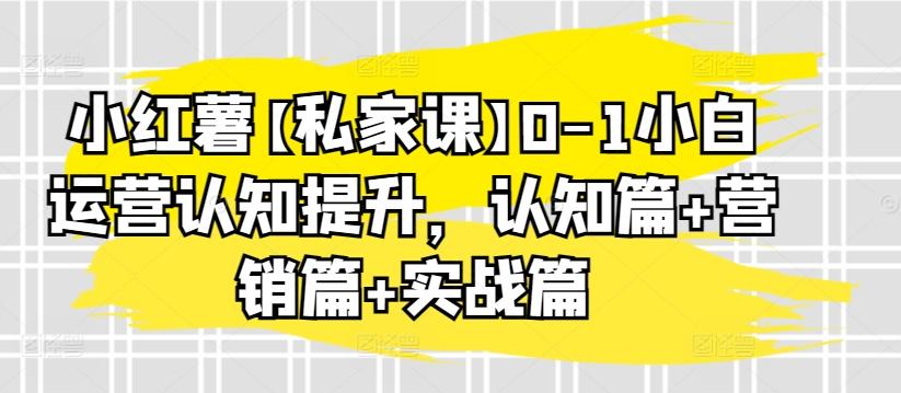 小红薯【私家课】0-1小白运营认知提升，认知篇+营销篇+实战篇-菜菜网创