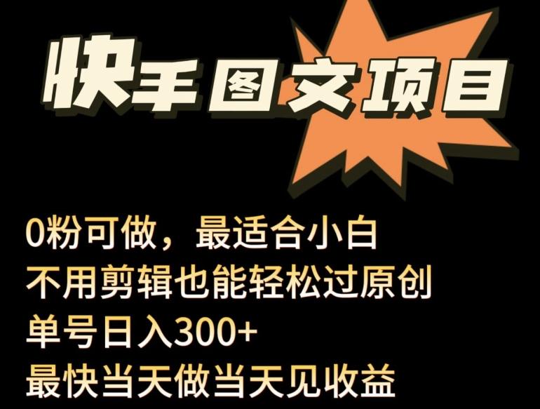 24年最新快手图文带货项目，零粉可做，不用剪辑轻松过原创单号轻松日入300+【揭秘】-菜菜网创