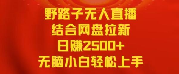 野路子无人直播结合网盘拉新，日赚2500+，小白无脑轻松上手【揭秘】-菜菜网创