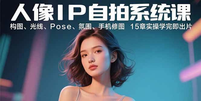（15920期）人像IP自拍系统课：构图、光线、Pose、氛围、手机修图 15章实操学完即出片-菜菜网创