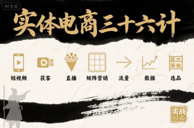实体电商三十六计，短视频-获客-直播-矩阵营销-流量-数据-选品-菜菜网创