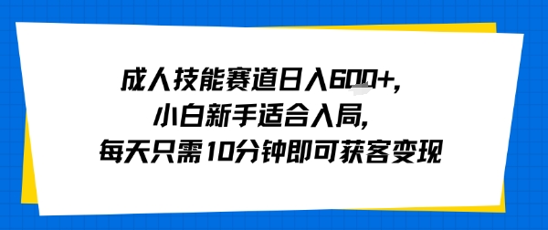 成人技能赛道日入多张，小白新手适合入局，每天只需10分钟即可获客变现-菜菜网创