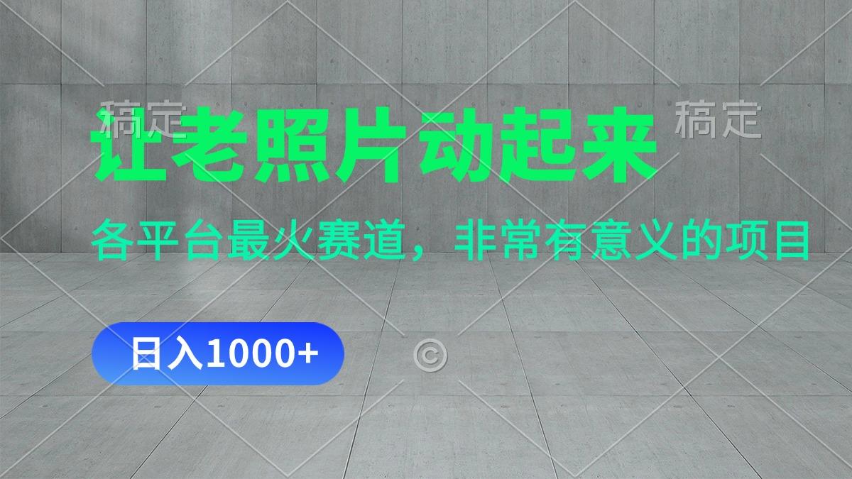 让老照片动起来，一天变现1000+，各平台最火赛道，看完就会-菜菜网创