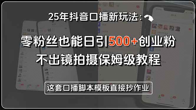 （15384期）25年抖音口播新玩法：零粉丝也能日引500+创业粉，不出镜拍摄保姆级教程…-菜菜网创
