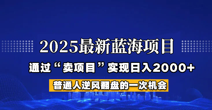 2025年蓝海项目，如何通过“网创项目”日入2000+-菜菜网创