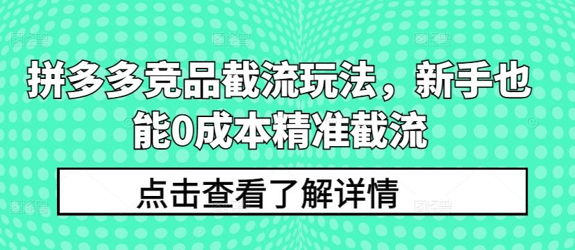 拼多多竞品截流玩法，新手也能0成本精准截流-菜菜网创