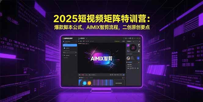 （15475期）2025短视频矩阵特训营：爆款脚本公式，AIMIX智剪流程，二创原创要点-菜菜网创