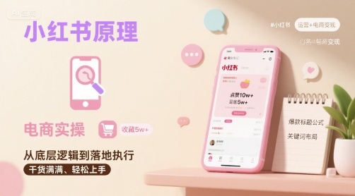 小红书原理以及详细实操流程，小红书电商教程-菜菜网创
