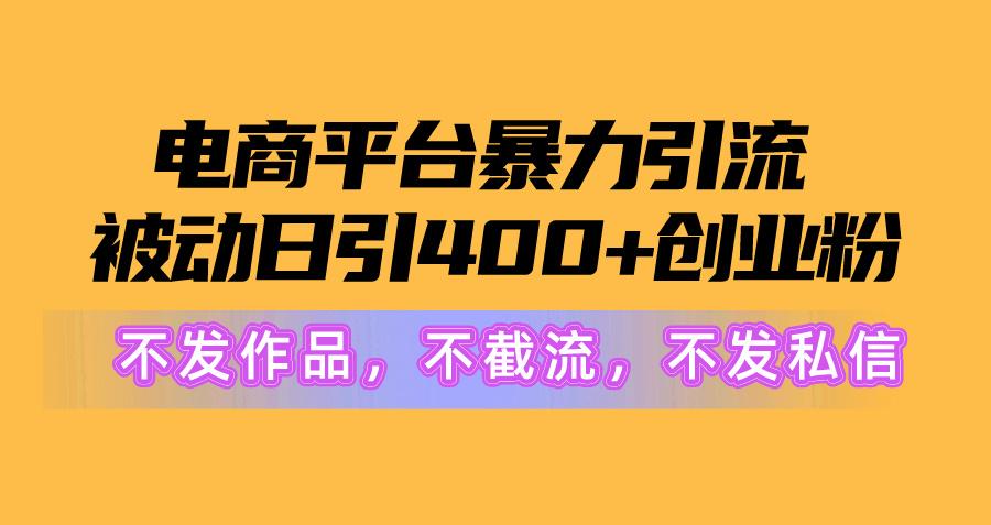 电商平台暴力引流,被动日引400+创业粉不发作品，不截流，不发私信-菜菜网创