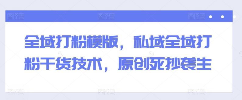 全域打粉模版，私域全域打粉干货技术，原创死抄袭生-菜菜网创