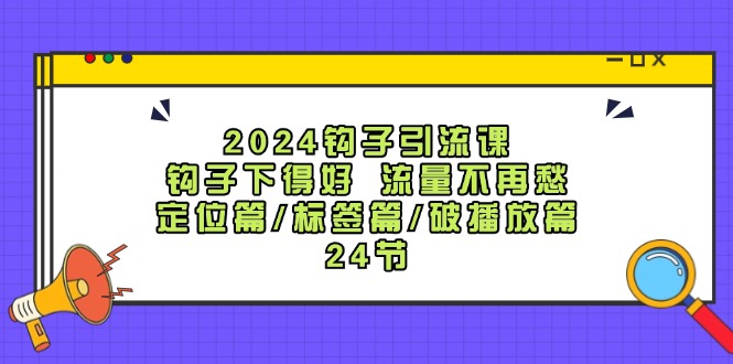 2024钩子引流课：钩子下得好流量不再愁，定位篇/标签篇/破播放篇/24节-菜菜网创