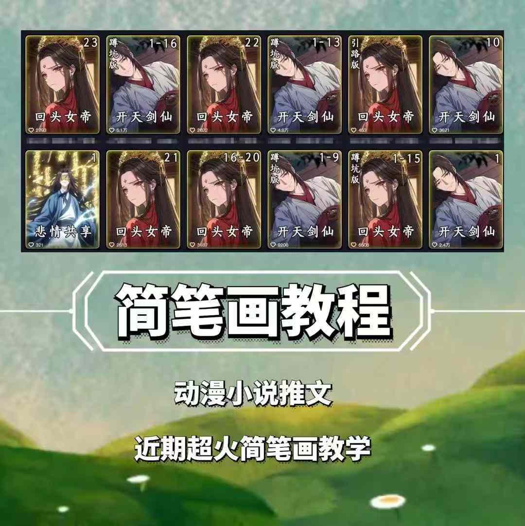 兜兜简笔画教学，小说推文动漫玩法，可做伙伴计划、分成计划、接广告等-菜菜网创