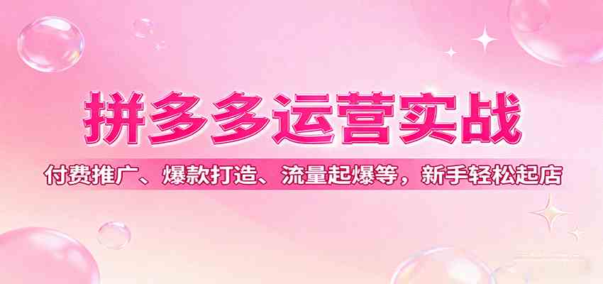拼多多运营实战，付费推广、爆款打造、流量起爆等，新手轻松起店-菜菜网创