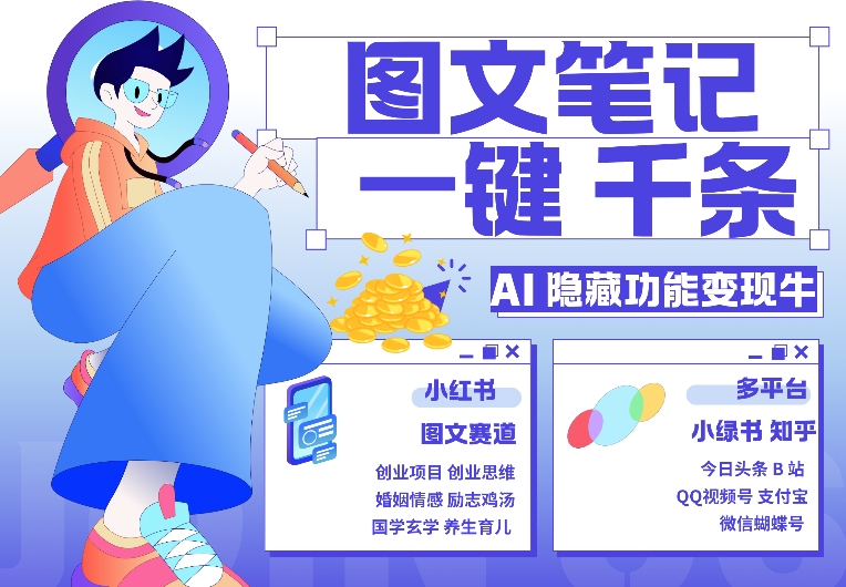 AI隐藏功能，秒生笔记，1分钟产出几千条，教你玩赚小红书小绿书图文引流，变现3w-菜菜网创