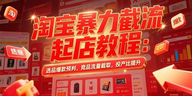 （15468期）淘宝暴力截流起店教程：选品爆款预判，竞品流量截取，投产比提升-菜菜网创