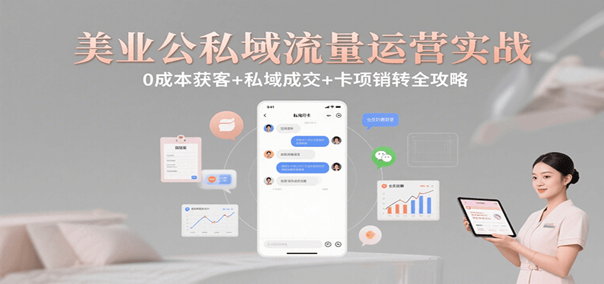 美业公私域流量运营实战：0成本获客+私域成交+卡项销转全攻略-菜菜网创