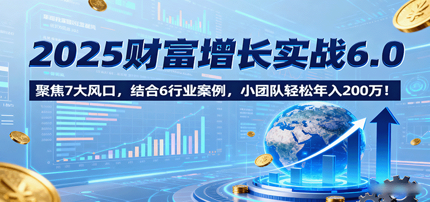 2025财富增长实战6.0，聚焦7大风口，结合6行业案例，小团队轻松年入200万！-菜菜网创