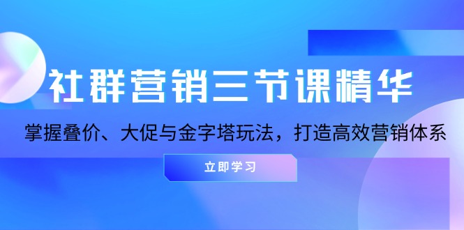 社群营销三节课精华：掌握叠价、大促与金字塔玩法，打造高效营销体系-菜菜网创