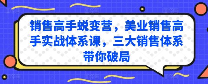 销售高手蜕变营，美业销售高手实战体系课，三大销售体系带你破局-菜菜网创