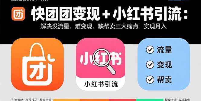 （15877期）快团团变现+小红书引流：解决没流量、难变现、缺帮卖三大痛点 实现月入3w+-菜菜网创