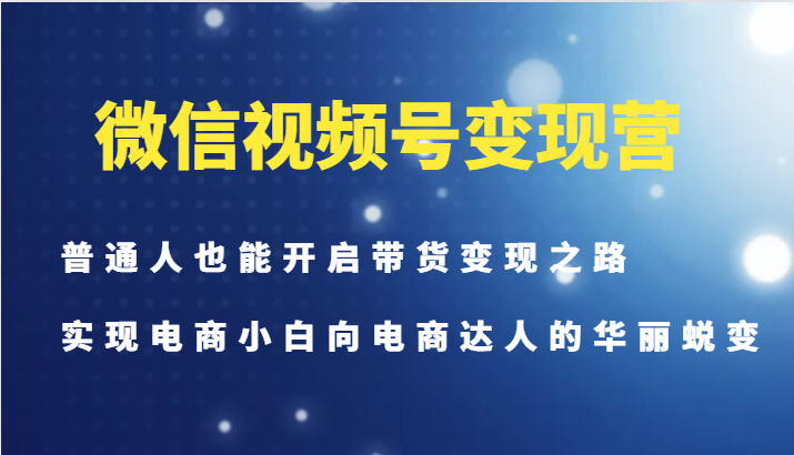 微信视频号变现营-普通人也能开启带货变现之路，实现电商小白向电商达人的华丽蜕变-菜菜网创