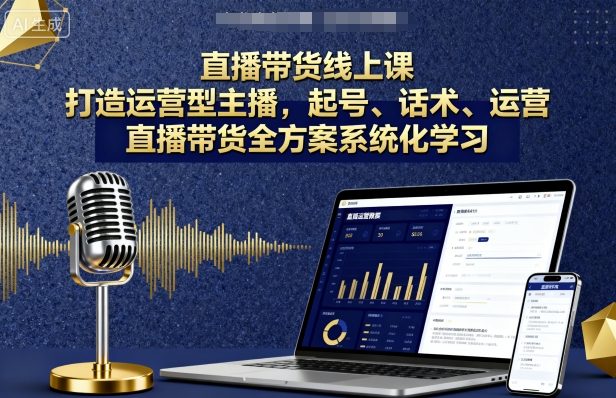 直播带货线上课，打造运营型主播，起号、话术、运营，直播带货全方案系统化学习-菜菜网创