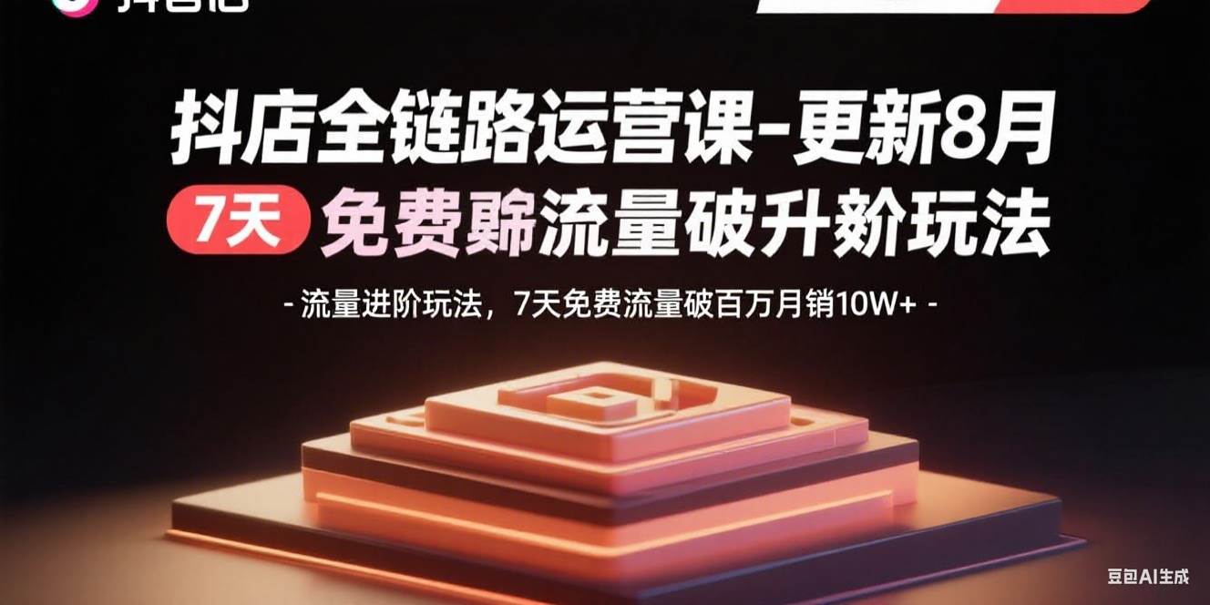 （15918期）抖店全链路运营课-更新8月：流量进阶玩法，7天免费流量破百万月销10W+-菜菜网创