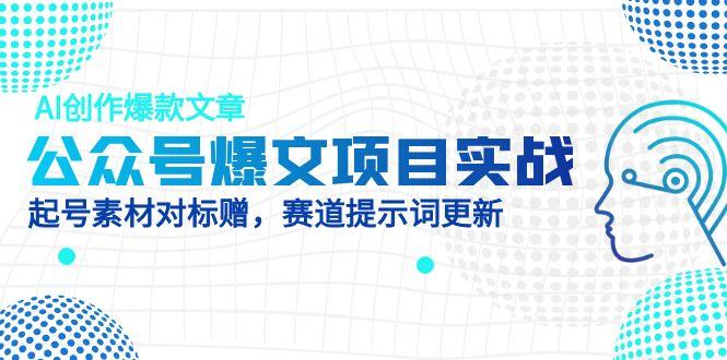 公众号爆文项目实战，AI创作爆款文章，起号素材对标赠(附赛道AI提示词-菜菜网创