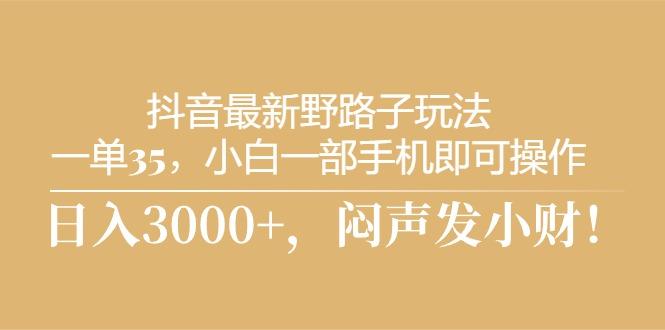 抖音最新野路子玩法，一单35，小白一部手机即可操作，，日入3000+，闷…-菜菜网创