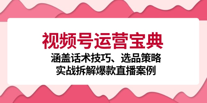 视频号运营宝典：涵盖话术技巧、选品策略、实战拆解爆款直播案例-菜菜网创
