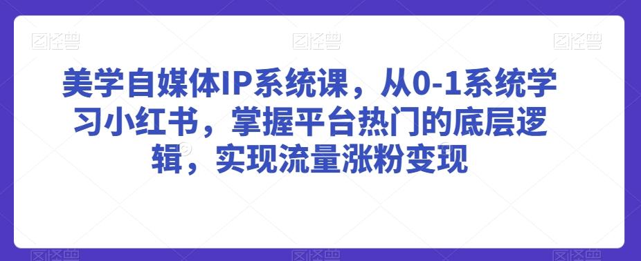 美学自媒体IP系统课，从0-1系统学习小红书，掌握平台热门的底层逻辑，实现流量涨粉变现-菜菜网创