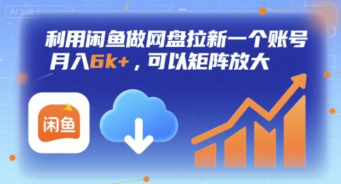 利用闲鱼做网盘拉新一个账号，月入6k+，可以矩阵放大-菜菜网创