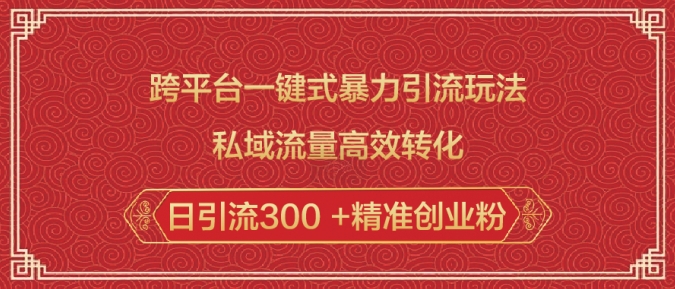 跨平台一键式暴力引流玩法，私域流量高效转化日引流300 +精准创业粉-菜菜网创