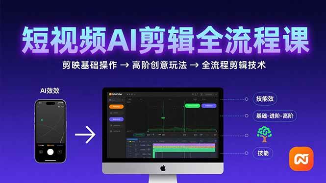 （15647期）短视频AI剪辑技能，从剪映基础操作到高阶创意玩法，全流程剪辑技术-菜菜网创