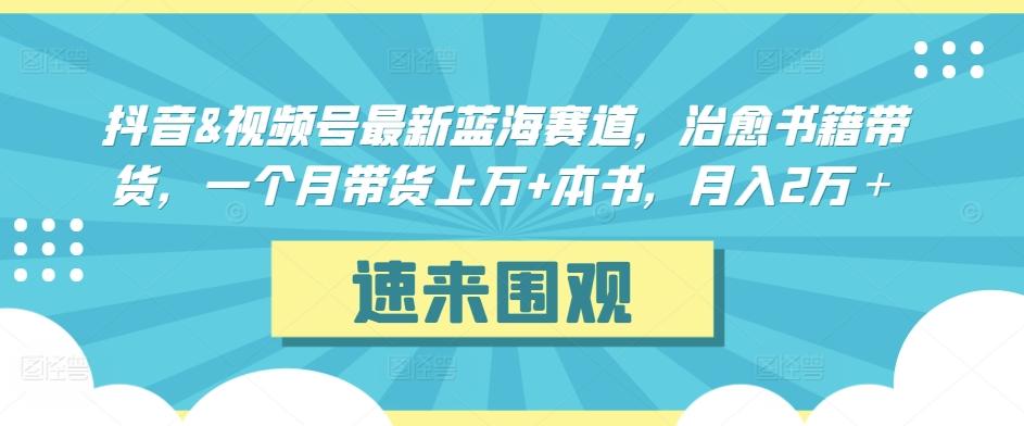 抖音&视频号最新蓝海赛道，治愈书籍带货，一个月带货上万+本书，月入2万＋【揭秘】-菜菜网创