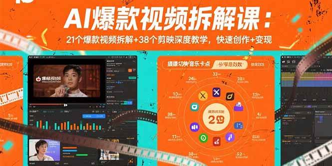 （15741期）AI爆款视频拆解课：21个爆款视频拆解+38个剪映深度教学，快速创作+变现-菜菜网创
