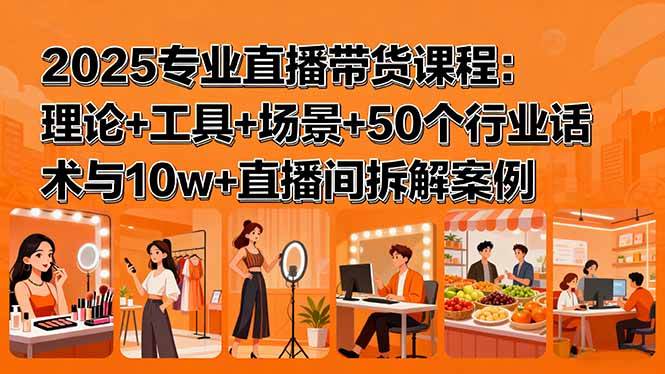 （15988期）2025专业直播带货课程：理论+工具+场景+50个行业话术与10w+直播间拆解案例-菜菜网创