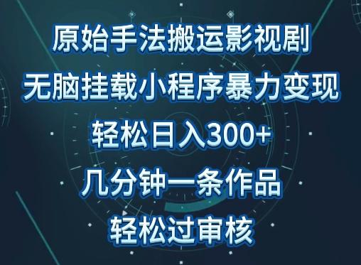 原始手法影视搬运，无脑搬运影视剧，单日收入300+，操作简单，几分钟生成一条视频，轻松过审核【揭秘】-菜菜网创