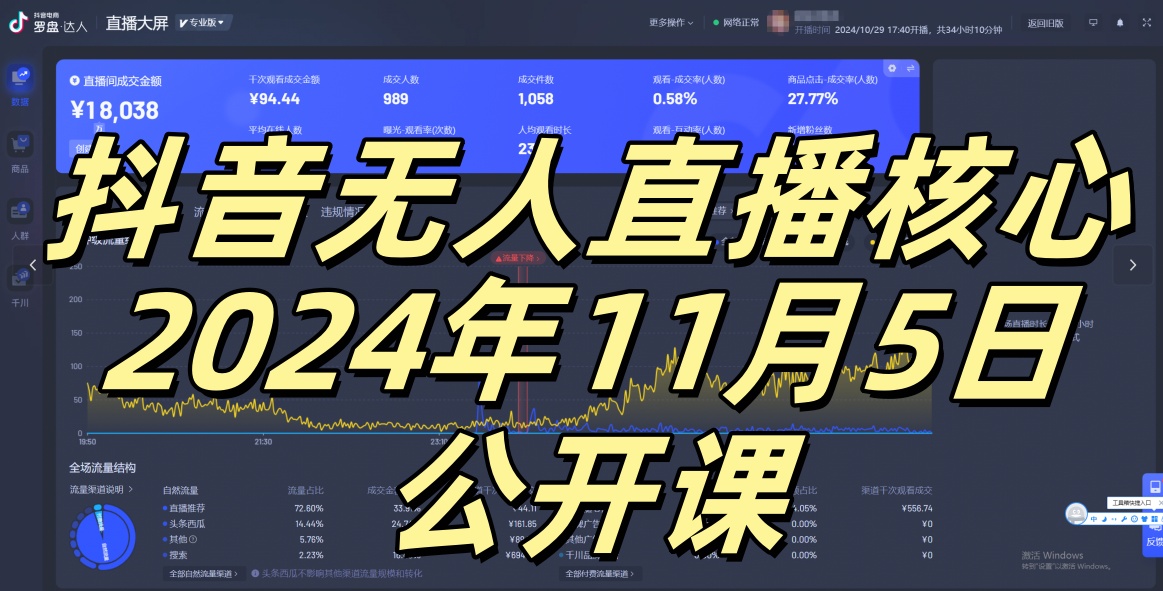 抖音无人直播核心公开课，咸鱼翻身小白可做带有睡后收入月入过万太简单【揭秘】-菜菜网创