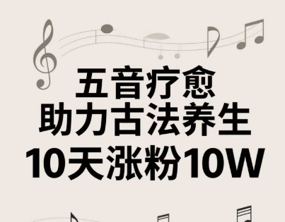 古法五音养生教程，五音疗愈的视频的制作方法，2-4小时就能学会，作者10天涨粉10W-菜菜网创