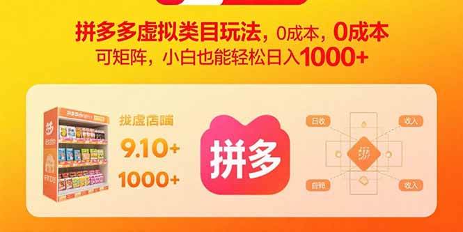 （15943期）拼多多虚拟类目玩法，0成本，可矩阵，小白也能轻松日入1000+-菜菜网创