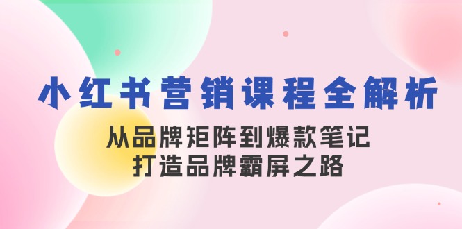 小红书营销课程全解析，从品牌矩阵到爆款笔记，打造品牌霸屏之路-菜菜网创