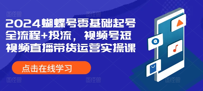 2024蝴蝶号零基础起号全流程+投流，视频号短视频直播带货运营实操课-菜菜网创