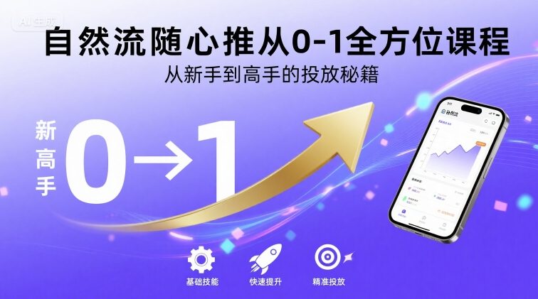 自然流随心推从0-1全方位课程，从新手到高手的投放秘籍-菜菜网创
