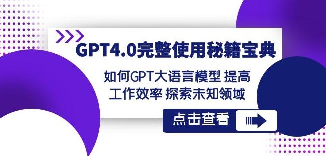 GPT4.0完整使用-秘籍宝典：如何GPT大语言模型提高工作效率探索未知领域-菜菜网创