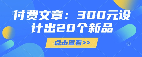 付费文章：300元设计出20个新品-菜菜网创