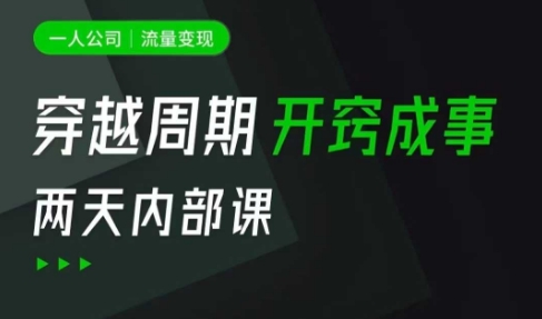 一人公司：流量变现课，一人公司的方法模型拆解， 拆解富人思维，流量思维，小老板思维等-菜菜网创