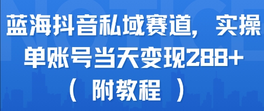 蓝海抖音私域赛道，实操单账号当天变现288+(附教程)-菜菜网创